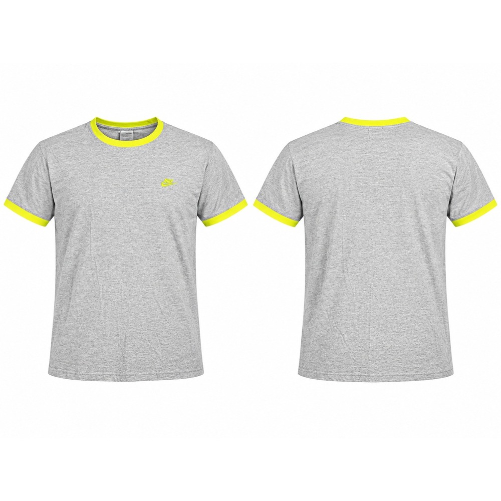 Vintage Nike Ringer T-Shirt Mens XL Gray Neon Yellow Volt Embroidered Logo Tee